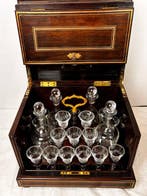 Cave à liqueur Napoleon III - Drankkast - Mahonie, Kristal,, Antiquités & Art
