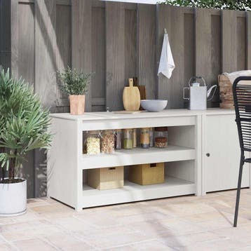 vidaXL Keuken Kast MEPPEL Wit 106 x 55 x 64 cm Massief, Huis en Inrichting, Verzenden, Nieuw