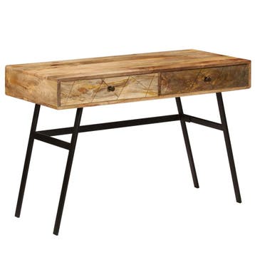 vidaXL Schrijftafel met lades 110x50x76 cm massief mangohout, Huis en Inrichting, Bureaus, Verzenden, Nieuw