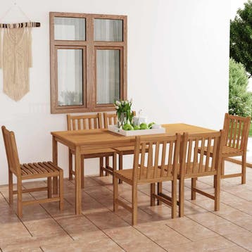 vidaXL 7-delige tuinset 180x90 cm massief teakhout, Verzenden, Nieuw, Tuinset