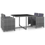 vidaXL 5-delige Tuinset met kussens poly rattan grijs, Tuin en Terras, Tuinsets en Loungesets, Verzenden, Nieuw, Tuinset