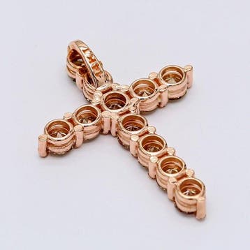 Pendentif en forme de croix - 14 carats Or rose - 1.35ct.