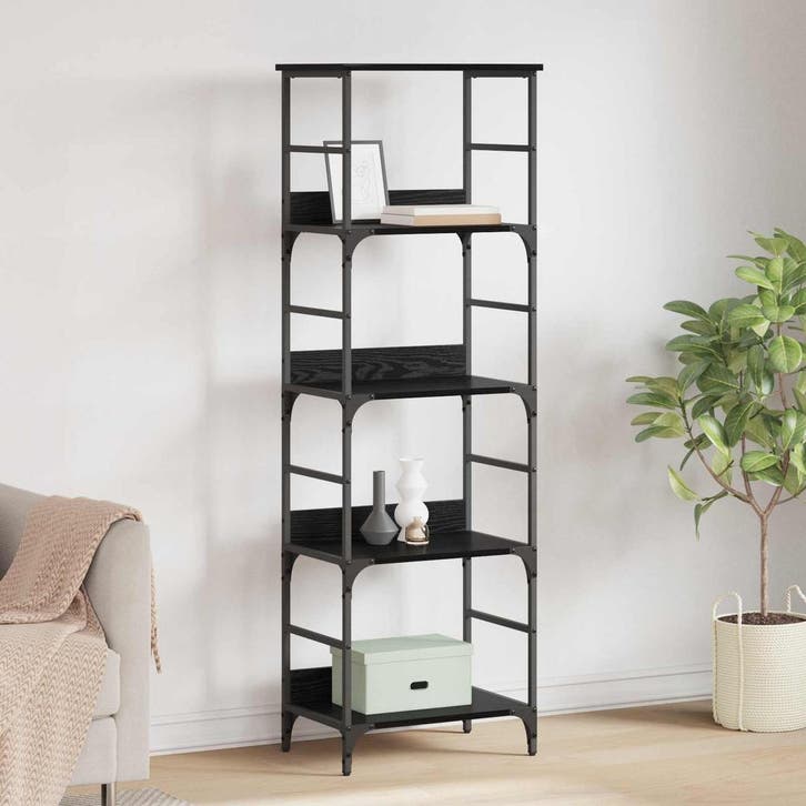 vidaXL Boekenplank 4-laags 50x33x153cm Bewerkt hout Zwart, Huis en Inrichting, Kasten | Boekenkasten, Nieuw, Verzenden
