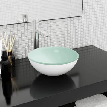 vidaXL Wasbak 30x12 cm gehard glas wit, Verzenden, Nieuw
