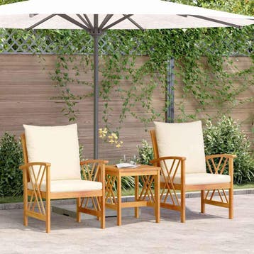 vidaXL Tuinbank Set 3 pcs Olie Natuurlijk Massief Acacia, Verzenden