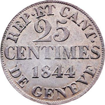 Zwitserland. Canton of Geneva. 25 Centimes 1844