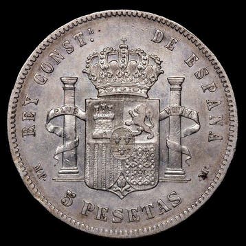 Spanje. Alfonso XII. 5 Pesetas 1885 (*87) - Madrid MPM