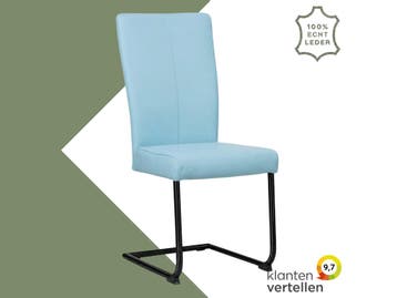 Leren eetkamerstoel Dry - Toledo Sky Blue (lichtblauw) -, Huis en Inrichting, Stoelen, Blauw, Nieuw, Leer, Ophalen of Verzenden