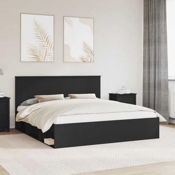 vidaXL Bedframe met hoofdeinde Zwart 180 x 200 cm Massief, Verzenden, Nieuw