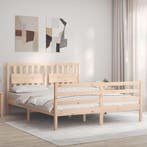 vidaXL Bedframe met hoofdbord massief hout 160x200 cm, Verzenden, Nieuw