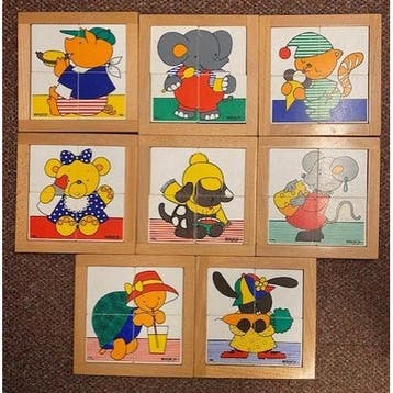 Educo 8 puzzeltjes in een opbergkastje (zie omschrijving), Verzenden