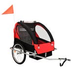 vidaXL Fietstrailer en kinderwagen 2-in-1 zwart en rood, Verzenden