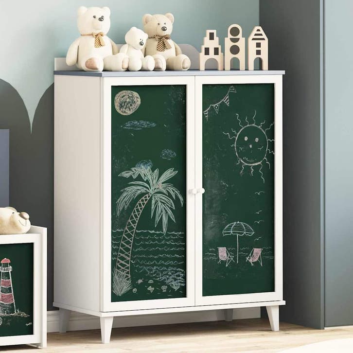 vidaXL Kast met twee deuren en krijtbord voorkant ROROS, Huis en Inrichting, Kasten | Dressoirs, Nieuw, Verzenden