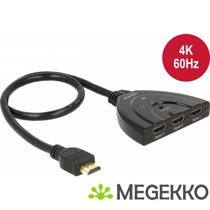 Delock 18600 HDMI UHD Switch 3 x HDMI in > 1 x HDMI uit 4K, Computers en Software, Netwerk switches, Nieuw, Verzenden