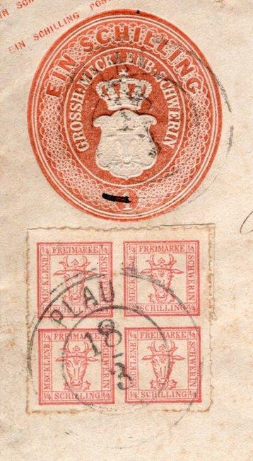 Mecklenburg-Schwerin - Enveloppe de correspondance, Gestempeld