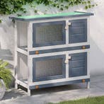 vidaXL Konijnenhok voor buiten met 4 deuren hout grijs, Verzenden