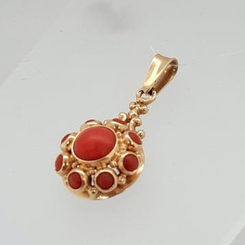 Pendentif - 14 carats Or jaune Corail rouge