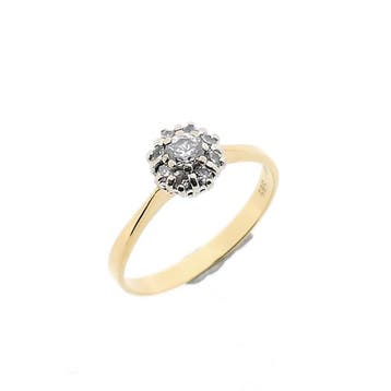 Gouden ring met zirconia, Handtassen en Accessoires, Ringen, Gebruikt, Ophalen of Verzenden, 17 tot 18, Met edelsteen