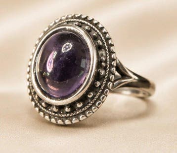 Vintage Franse 925 Sterlingzilver Amethist Ring 4 g - Ring