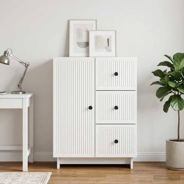 vidaXL Dressoir met lade Hoogglans Wit 66 x 34,5 x 90 cm, Verzenden, Nieuw