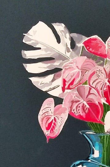 Antonio Perotti - Still Life Vaso in vetro con fiori e