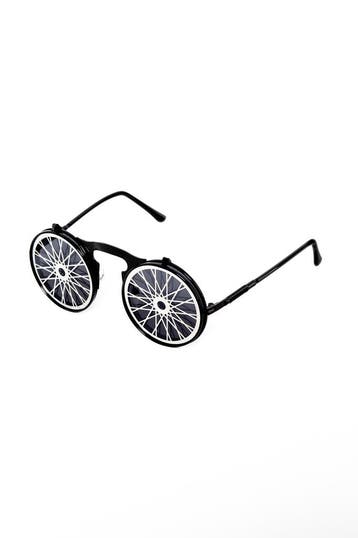 KIMU® Flip Up Zonnebril Spaken Zwart Montuur Zilver Zwarte G, Ophalen of Verzenden, Nieuw
