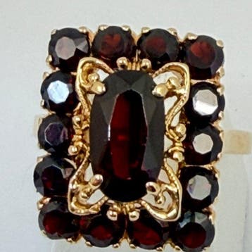 Bague de cocktail - 18 carats Or jaune Grenat - Grenat