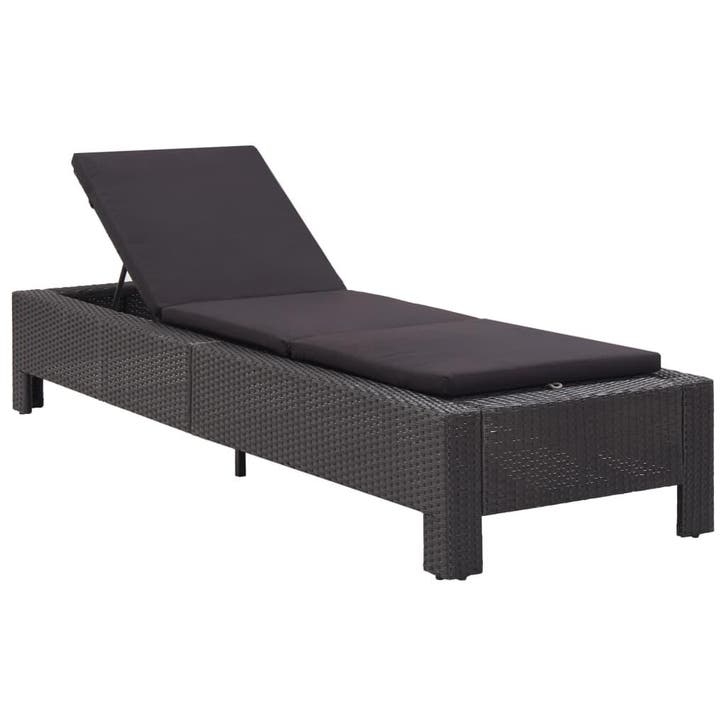 vidaXL Ligbed met kussen poly rattan zwart, Jardin & Terrasse, Chaises longues, Envoi
