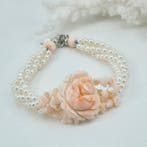 Koraal - Zilver - Armband - Roze koraal en parels, Verzamelen