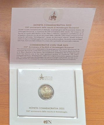 Vaticaan. 2 Euro 2025 Anno Santo + Michelangelo (2, Postzegels en Munten