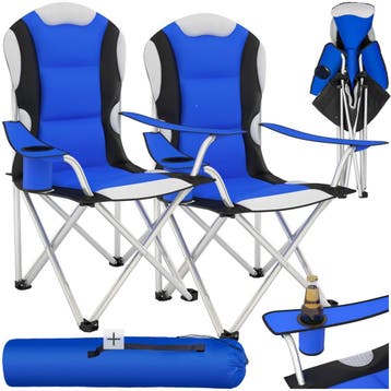 Kampeerstoel bekleed - blauw, Set van 2, Verzenden, Nieuw