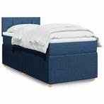 vidaXL Boxspring met matras stof blauw 80x200 cm, Verzenden