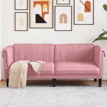 vidaXL 2-zitsbank / zetel fluweel roze, Huis en Inrichting, Verzenden, Nieuw