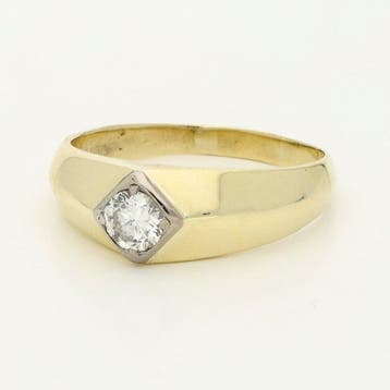 Bague - 14 carats Or jaune - 0.33ct. tw. Diamant (Naturelle)