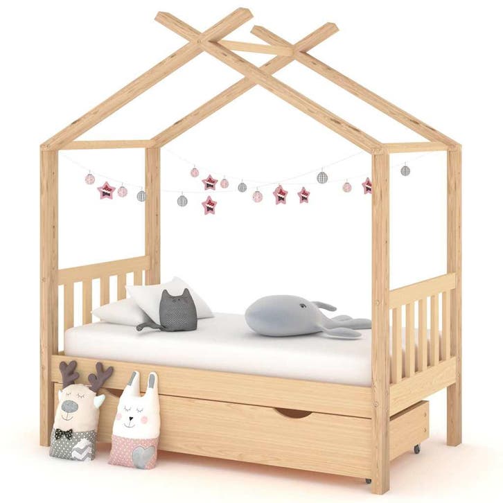 vidaXL Kinderbedframe met lade massief grenenhout 70x140 cm, Enfants & Bébés, Chambre d'enfant | Lits, Envoi