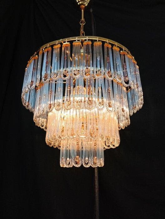 Plafondlamp - Messing, Kristal - Gevormd glas Murano, Antiek en Kunst, Curiosa en Brocante
