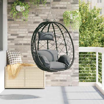 vidaXL Hangende ei-stoel poly rattan 91 x 54,5 x 107 cm, Verzenden