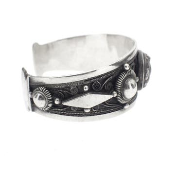 Zilveren Thaise klemarmband | Maat S/M (Slavenarmband), Ophalen of Verzenden, Gebruikt, Zilver, Zilver