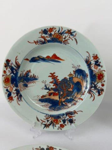 Set van Imari-stijl landschaps- en bloemenborden - Porselein