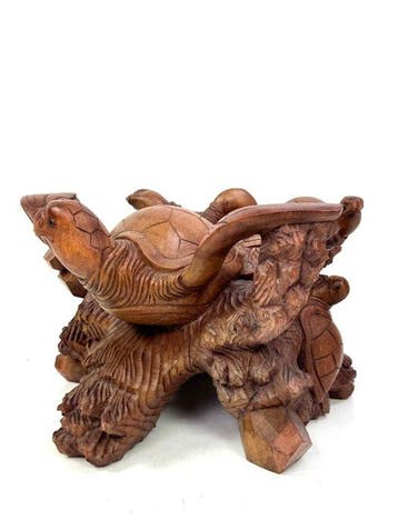 Middentafel - Hout - Handgesneden houten sokkel met