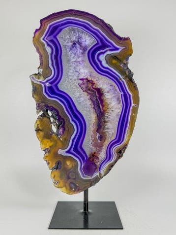 Grande agate violette rare – géode de cristal de roche sur, Collections