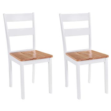 vidaXL Eetkamerstoelen 2 st massief rubberwood wit, Verzenden, Nieuw