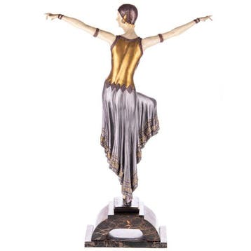 sculptuur, Sculpture Art Déco – Danseuse chryséléphantine