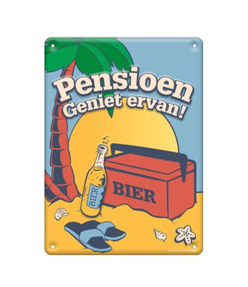 Pensioen Metalen Bord, Hobby en Vrije tijd, Feestartikelen, Verzenden, Nieuw