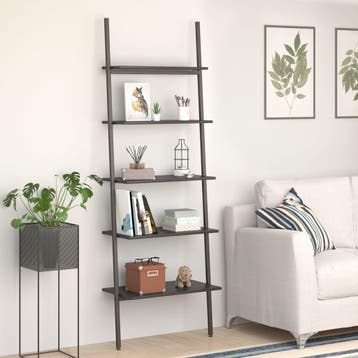 vidaXL Ladderrek met 5 schappen 64x34x185,5 cm zwart, Verzenden, Nieuw