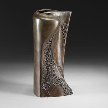 Grote abstracte bronzen vaas - Gepatineerd brons - Signed