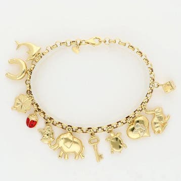 Bracelet à breloques - 14 carats Or jaune, Emaille. Milor.