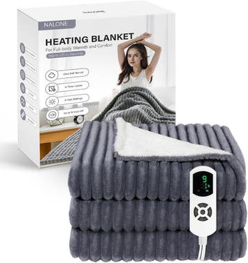 NALONE Elektrische Deken 160x130 | 39% Korting | Retour Deal, Huis en Inrichting, Verzenden, Tweepersoons, Grijs, Deken of Dekbed