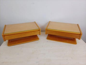 Nachtkastje - Hout, Birch, Beuken, Glas - Een paar