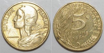 France Gadoury 175 5 Centimes 1967 Type Marianne Sup A Fd..., Verzenden